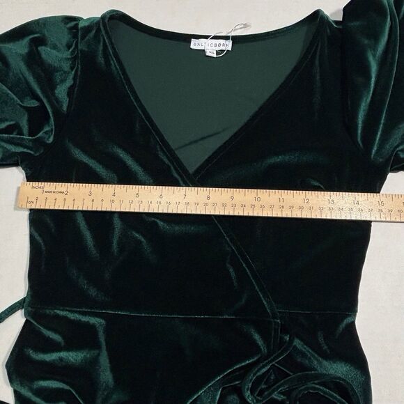 Baltic Born Maxi Wrap Velvet Dress XS Emerald Green Meghan Wedding Holiday Party - Picture 7 of 11